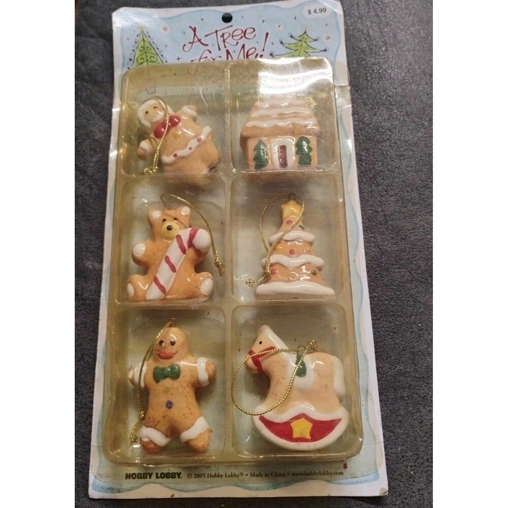 Vintage Set Of 6 A Tree For Me  Christmas Ornaments 2005 Hobby Lobby
